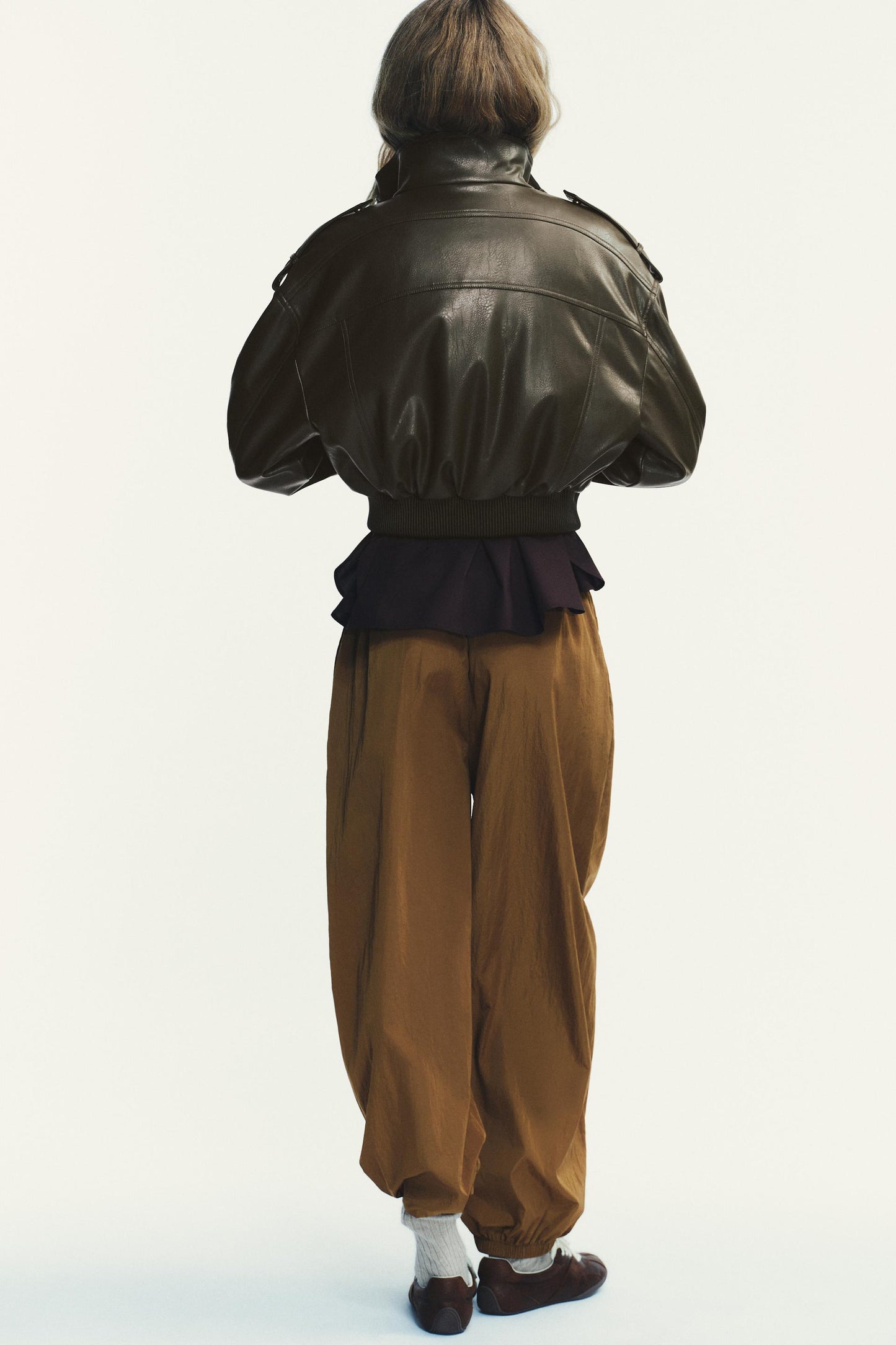 Faux Leather Cropped Jacket