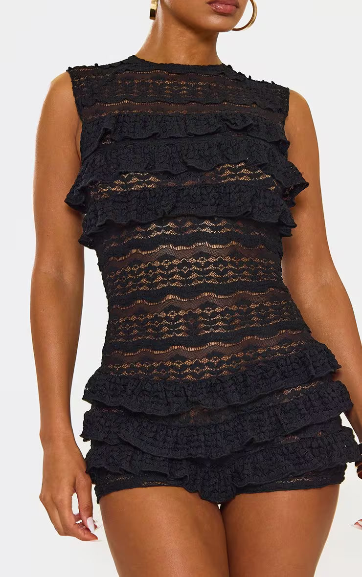 Frilled Layered Sleeveless Playsuit