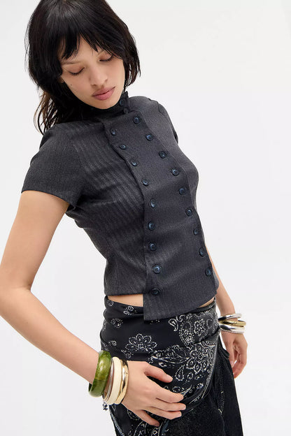Silence+Noise Double Button Top