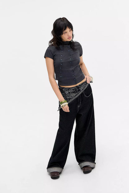 Silence+Noise Double Button Top